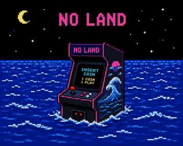 Noland pixel arcade cabinet sailing on the ocean